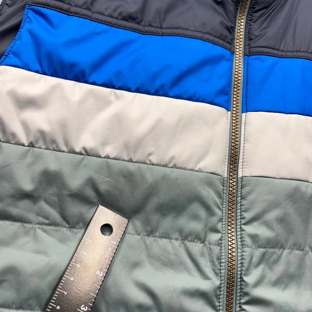 LL Bean Puffer Vest Mens XXL Blue Gray Colorblock Insulated Full Zip 513517